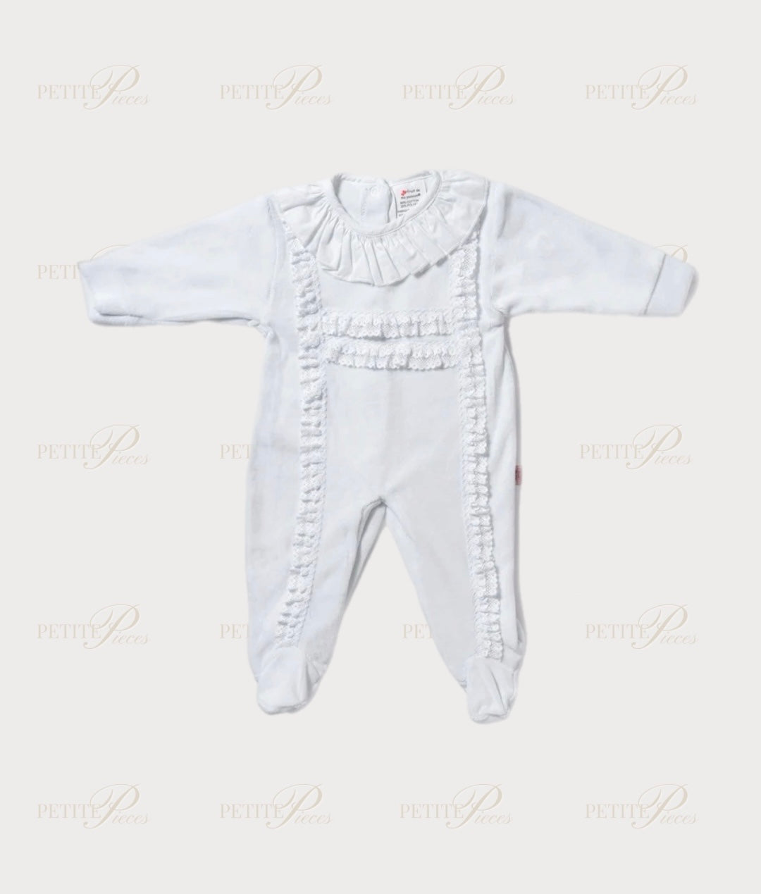Velour Baby Grow - White